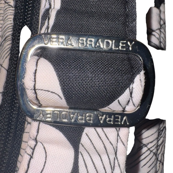 Vera Bradley Quilted Floral Shoulder Bag Black Cream 10x8 Zip Pocket - Picture 4 of 10